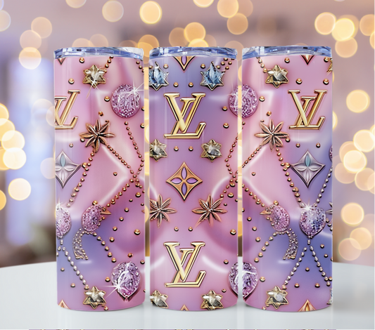 Pastel Pink Purple Crystal Tumbler Wrap Louis Vuitton Tumbler Wrap Lv Seamless Pattern Louis Vuitton Tumbler Wrap Fashion Tumbler Wrap