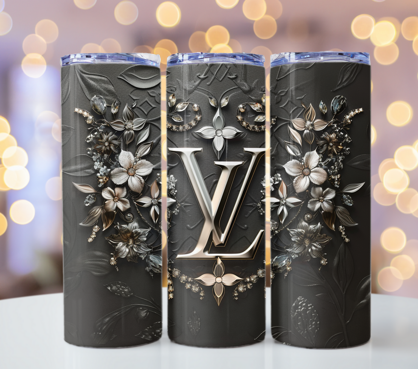 Black White 20oz Skinny Louis Vuitton Tumbler Wrap Fashion Tumbler Wrap Luxury Tumbler Wrap Glitter Tumbler Wrap