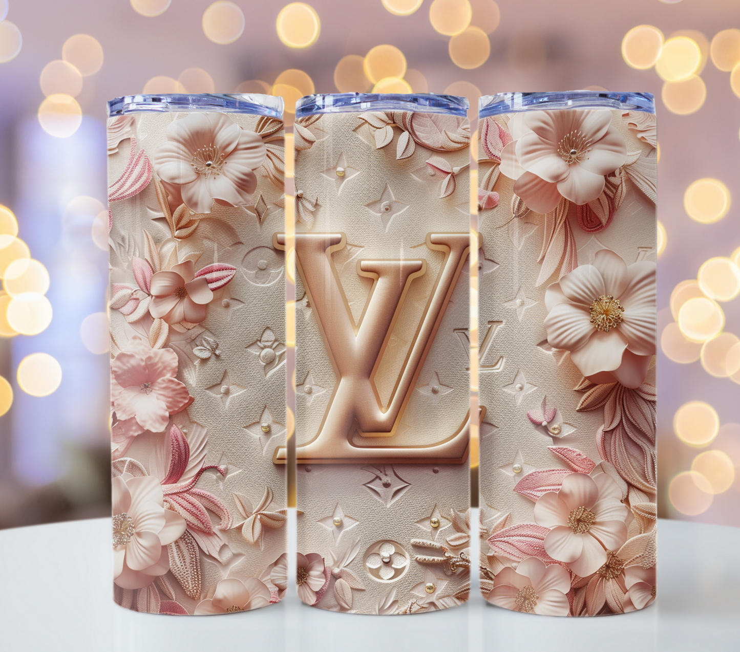 4PNG Bundle Sparkle Flower Gold Logo 20oz Skinny Louis Vuitton Tumbler Wrap Fashion Tumbler Wrap Luxury Tumbler Wrap Glitter Tumbler Wrap