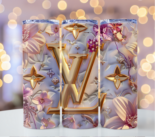 20oz Beige Crystal Tumbler Wrap Louis Vuitton Metallica Pink Tumbler Wrap Glitter Seamless Pattern Chanel Tumbler Wrap Fashion Tumbler Wrap