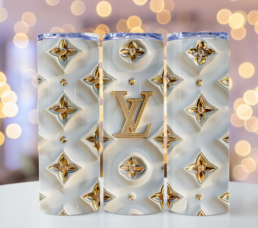 20oz Skinny White Louis Vuitton Lv Png Tumbler Wrap Fashion Tumbler Wrap Luxury Tumbler Wrap Glitter Tumbler Wrap