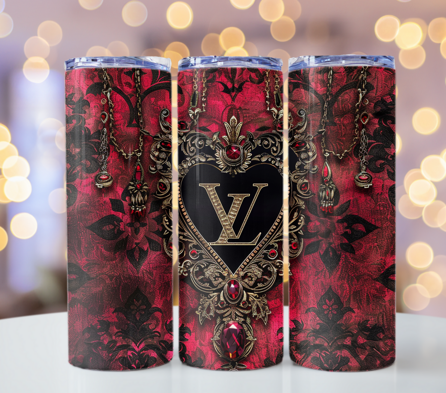 Red Black Gold 20oz Skinny Louis Vuitton Tumbler Wrap Fashion Tumbler Wrap Luxury Tumbler Wrap Glitter Tumbler Wrap