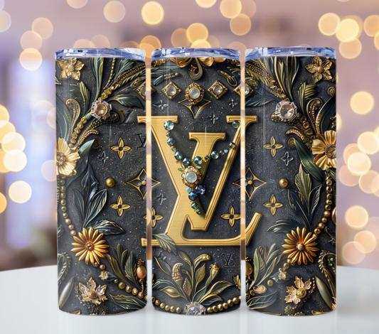 Floral Black Louis Vuitton Tumbler Wrap Lv Seamless Pattern Louis Vuitton Tumbler Wrap Fashion Tumbler Wrap