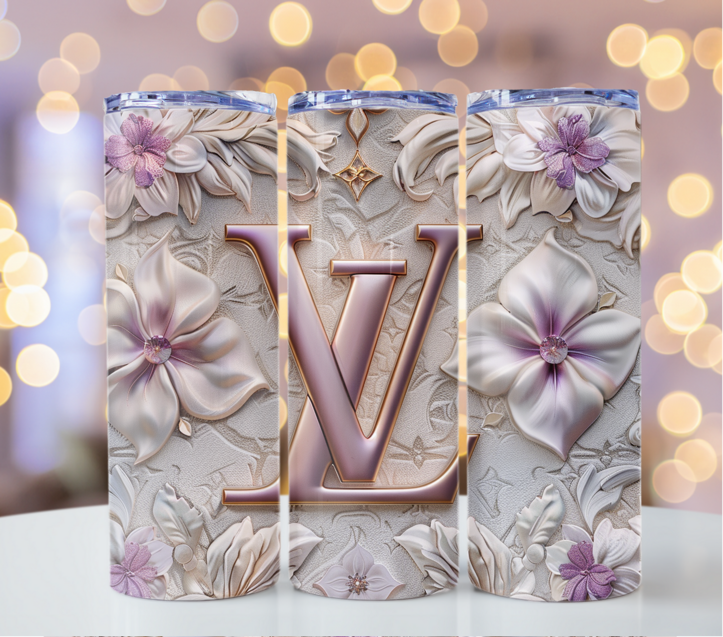 Purple Pastel Flower 20oz Skinny Lv PNG Louis Vuitton Tumbler Wrap Fashion Tumbler Wrap Luxury Tumbler Wrap Glitter Tumbler Wrap