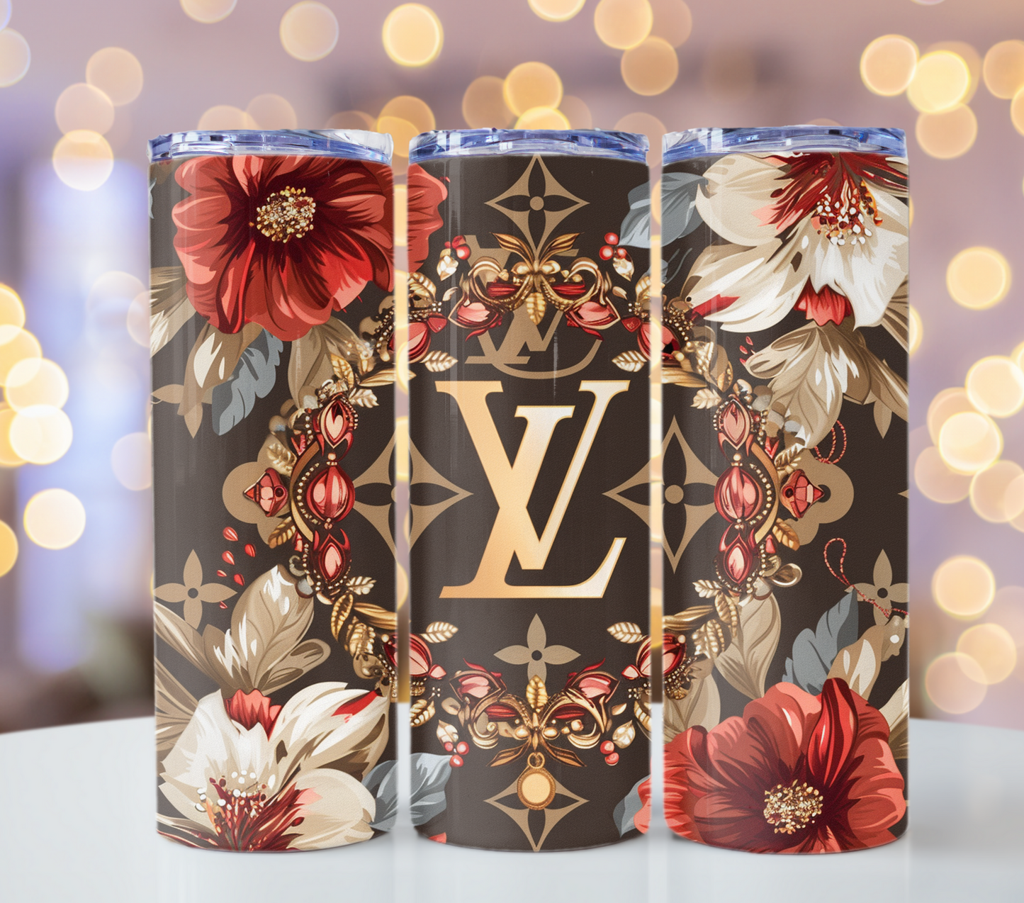 4PNG Bundle Sparkle Flower Gold Logo 20oz Skinny Louis Vuitton Tumbler Wrap Fashion Tumbler Wrap Luxury Tumbler Wrap Glitter Tumbler Wrap