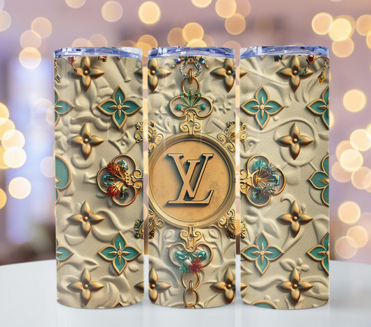 Floral Brown Beige Louis Vuitton Tumbler Wrap Lv Seamless Pattern Louis Vuitton Tumbler Wrap Fashion Tumbler Wrap