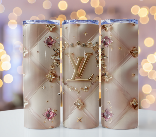 Beige Pastel Pink Louis Vuitton Tumbler Wrap Lv Seamless Pattern Louis Vuitton Tumbler Wrap Fashion Tumbler Wrap