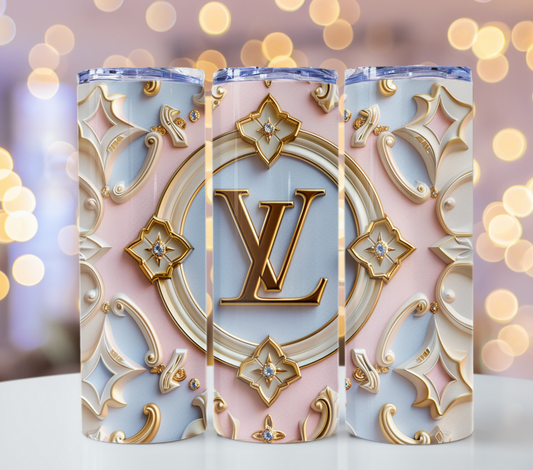 Pink Blue Louis Vuitton Tumbler Wrap Fashion Tumbler Wrap Luxury Tumbler Wrap Glitter Tumbler Wrap