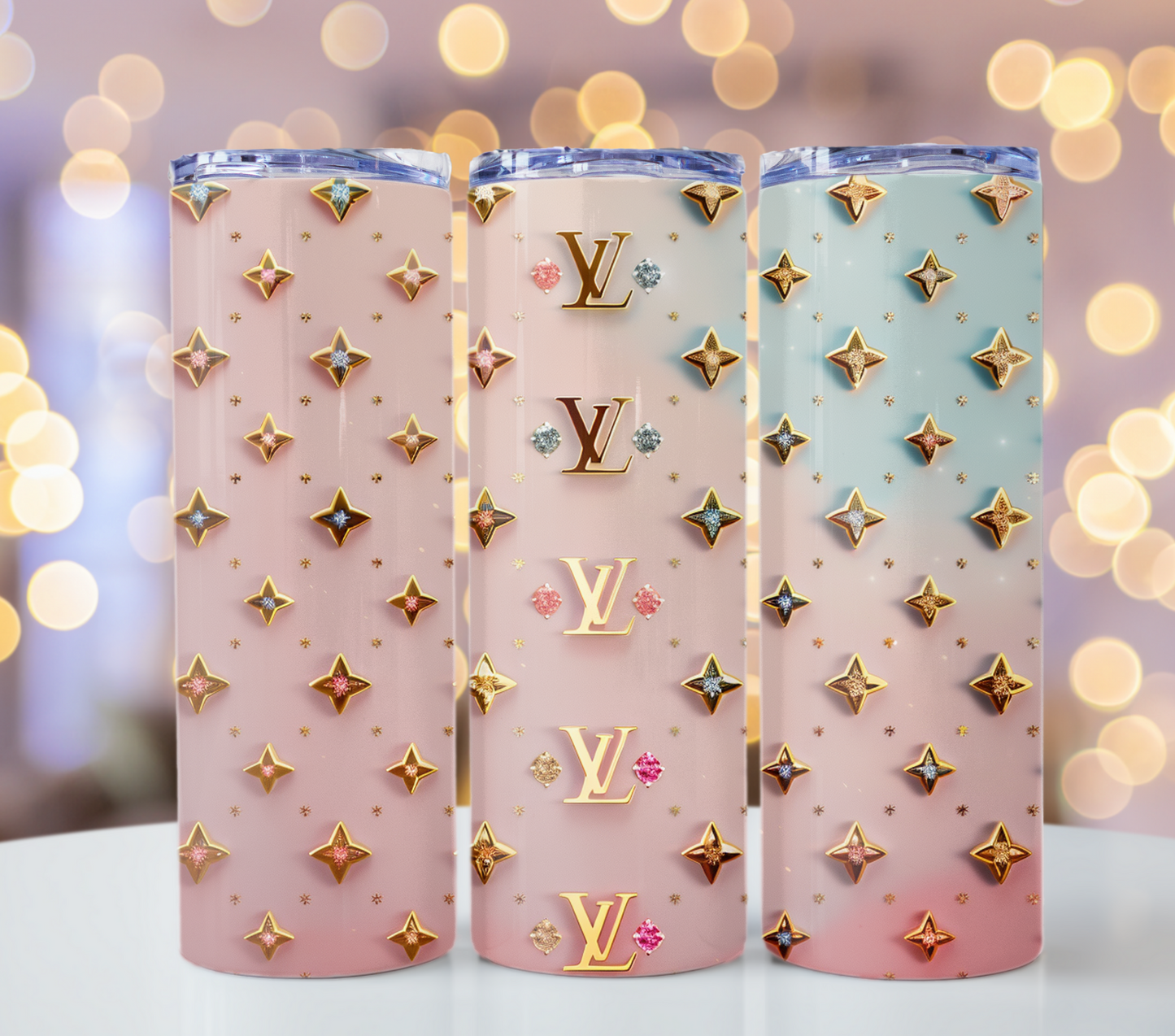 Metallic Pastel Light Pink Lv Logo  Gold Tumbler Wraps 20 oz, Fashion Luxury Logo Tumbler Wrap Png Bundle, Tumbler Design,Digital Download PNG,Logo Brand Tumbler , 20oz Skinny , Tumbler Wrap Bundle Designs