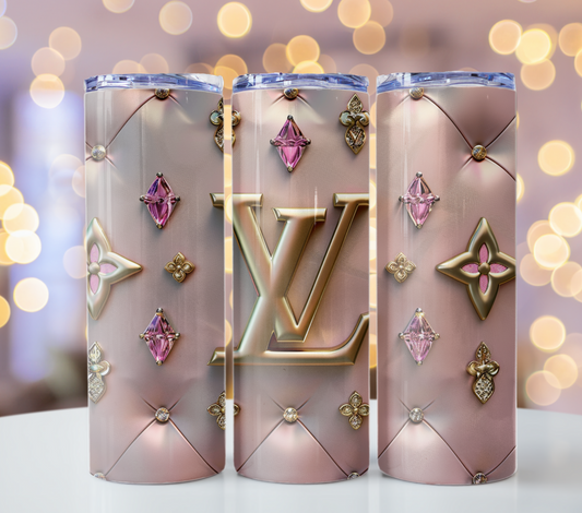 Beige Pink Crystal Louis Vuitton Tumbler Wrap Lv Seamless Pattern Louis Vuitton Tumbler Wrap Fashion Tumbler Wrap