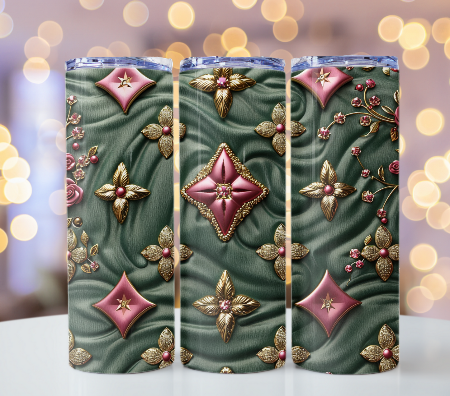 Metallic Green Pink Louis Vuitton Tumbler Wrap Lv Seamless Pattern Louis Vuitton Tumbler Wrap Fashion Tumbler Wrap