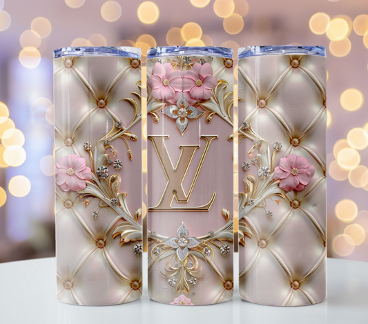 Floral Pink Louis Vuitton Tumbler Wrap Lv Seamless Pattern Louis Vuitton Tumbler Wrap Fashion Tumbler Wrap