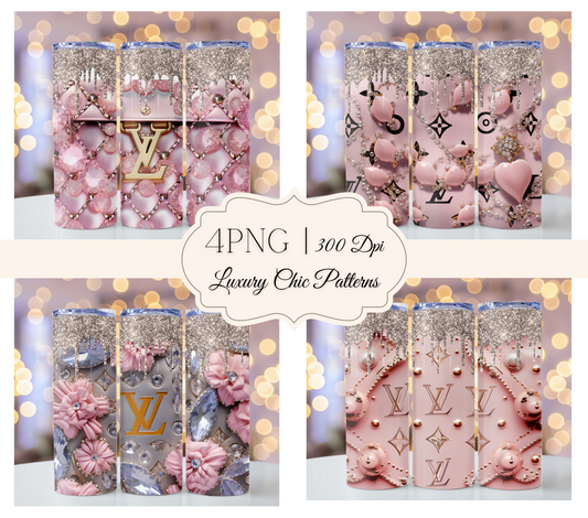 4PNG Bundle Sparkle Glitter Drips 20oz Skinny Louis Vuitton Tumbler Wrap Fashion Tumbler Wrap Luxury Tumbler Wrap Glitter Tumbler Wrap