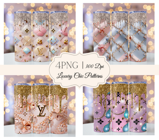 4PNG Bundle Sparkle Glitter Drips 20oz Skinny Louis Vuitton Tumbler Wrap Fashion Tumbler Wrap Luxury Tumbler Wrap Glitter Tumbler Wrap