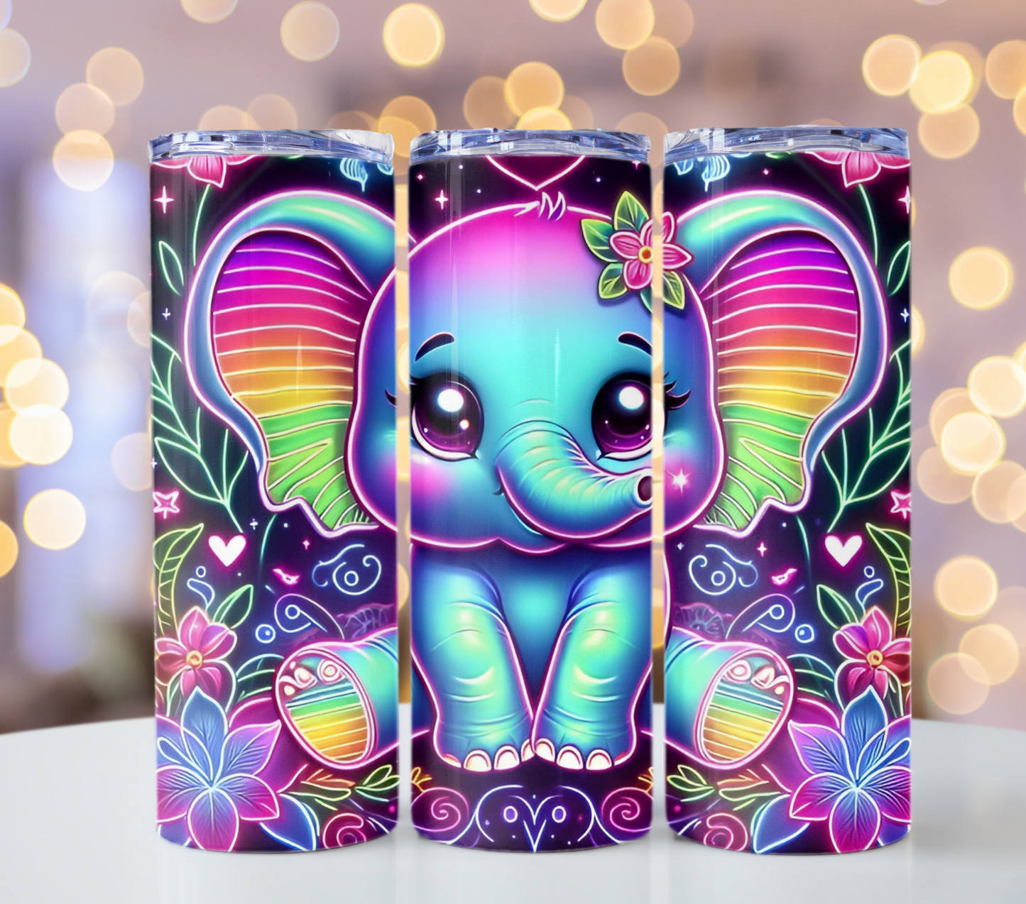 4PNG Bundle Dragon,Elephant,Cow,Bunny 20oz Sublimation Printable Elephant Tumbler Wrap Sublimation Designs Neon Tumbler Wrap Designs